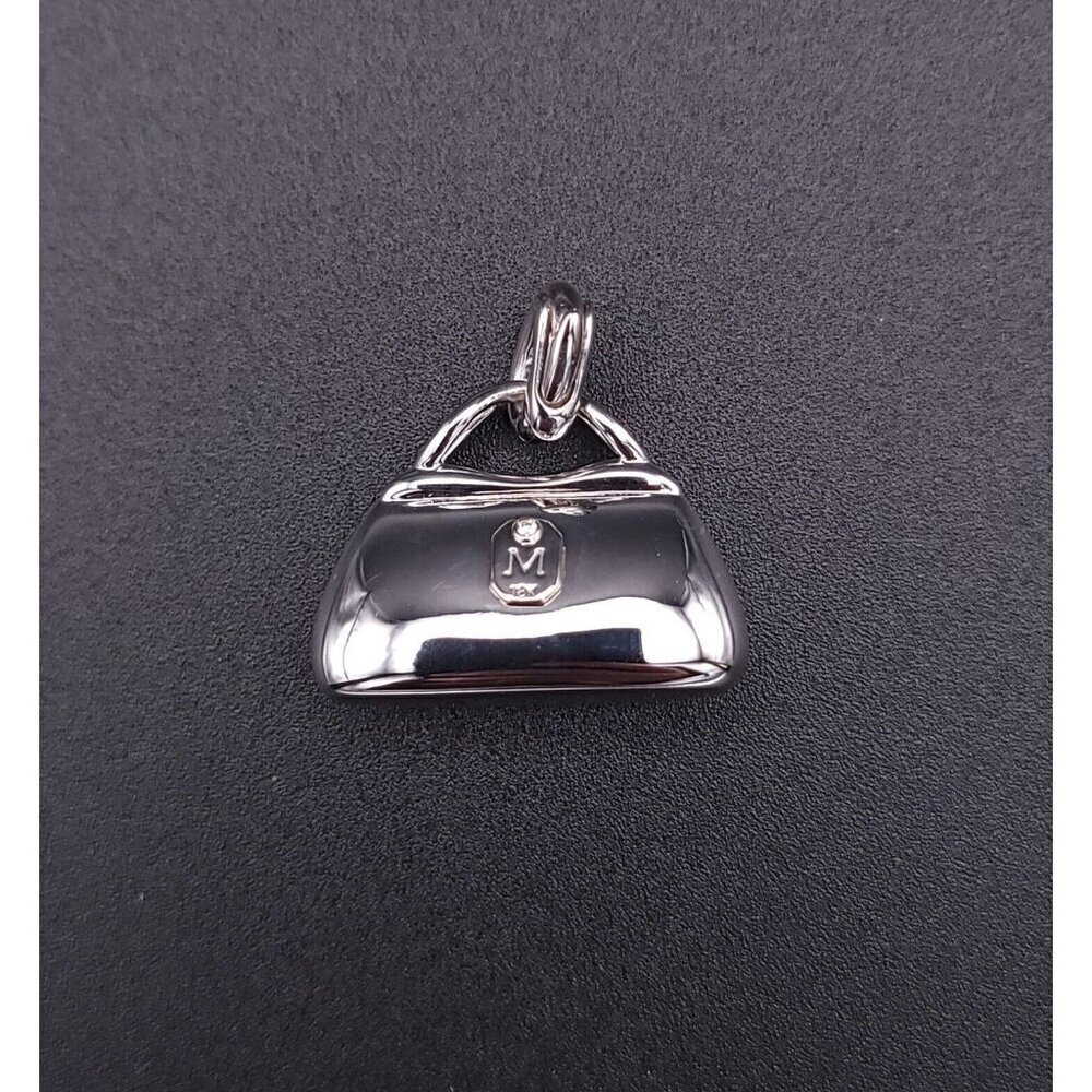 Mirabelle 18kt White Gold Diamond and Sapphire Purse Charm Pendant with Enhancer - Picture 10 of 12